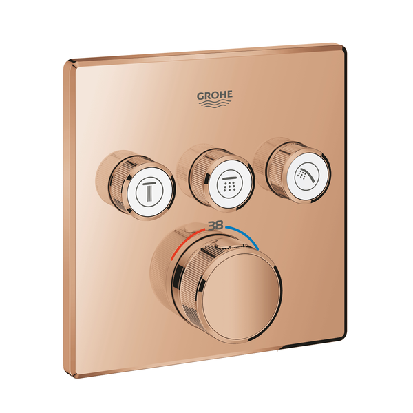 Grohe Grohtherm Smartcontrol Concealed Mixer Square 3 Valves Rose Gold Matt ,29126DA0